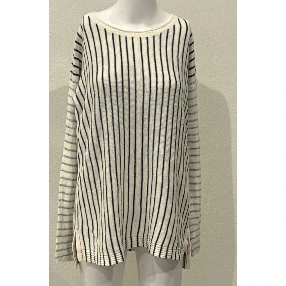 White Stuff Linen Blend Striped Top Womens UK 14‎ US 10-12 Nautical Coastal